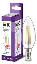 Лампа светодиодная C35 свеча прозр. 7Вт 230В 4000К E14 Filament  IEK