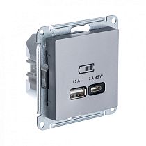 AtlasDesign Сталь розетка USB A+C, 45W, Fast Charge (QC.PD) Systeme Electric (Schneider Electric)