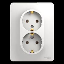 Glossa Белый Розетка двойная с заземлением (в сборе с рамкой) Systeme Electric (Schneider Electric)
