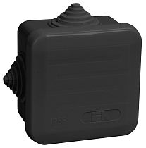 Коробка распаячная КМ41236 для открытой проводки с защелкивающейся крышкой 70х70х40мм IP44 4 гермовводов черная (RAL 9005)  IEK