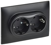 SKANDY Розетка 2-местная с заземлением с защитными шторками 16А в сборе SK-R07Bl черный  IEK