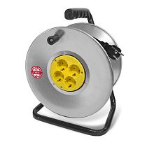 Удлинитель силовой на металлической катушке 4 гнезда с защитной крышкой 3700Вт ПВС 50м Союз