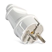 Вилка прямая с заземлением белая 16А 250В UNIVERSAL