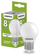 Лампа светодиодная G45 шар 8Вт 230В 4000К E27 GENERICA IEK