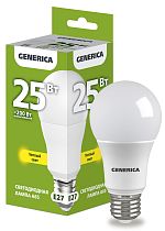 Лампа светодиодная A65 груша 25Вт 230В 3000К E27 GENERICA IEK Лампа светодиодная A65 груша 25Вт 230В 3000К E27 GENERICA IEK