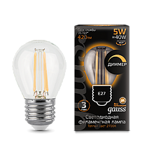 Лампа светодиодная Gauss Filament Шар E27 5Вт 420lm 2700K Лампа светодиодная Gauss Filament Шар E27 5Вт 420lm 2700K