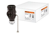 Патрон-розетка карболитовый с выключателем, Е27, черный,  TDM