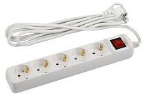 Удлинитель ЭРА с заземлением, U-5es-3m-3x1,5 с выключателем 5 гнезд, 3м, ПВС, 3х1,5мм2