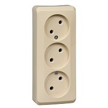 ЭТЮД открытая установка Кремовый Розетка тройная без заземления 16А 250B Systeme Electric (Schneider Electric)