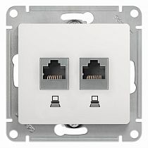 Glossa Белый Розетка компьютерная двойная RJ45+RJ45, категория 5E Systeme Electric (Schneider Electric)