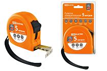 Рулетка, длина 5 м, стальная лента, ширина 19 мм, прорезиненное покрытие, магнит, "Рубин"  TDM