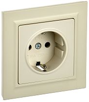 Розетка BRITE одноместная с заземлением с защитными шторками 16А в сборе РСР14-1-0-БрКр бежевый  IEK