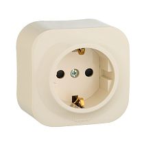 QUTEO Розетка 1-местная для открытой установки с заземлением с защитными шторками 16А слоновая кость