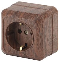 Розетка Intro Quadro 2-202-10 с заземлением 2P+E Schuko 16А-250В IP20 ОУ венге