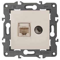 Розетка ЭРА Elegance 14-3110-02 слоновая кость RJ45+TV Розетка ЭРА Elegance 14-3110-02 слоновая кость RJ45+TV