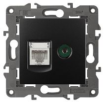 Розетка ЭРА Elegance 14-3110-05 антрацит RJ45+TV Розетка ЭРА Elegance 14-3110-05 антрацит RJ45+TV