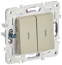 SKANDY Выключатель 2-клавишный с индикацией 10А SK-V09B бежевый IEK