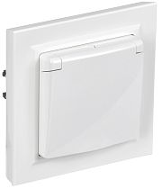 Розетка BRITE одноместная с заземлением с защитными шторками и крышкой 16А IP44 в сборе РСбш10-3-44-БрБ белый IEK