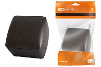 Розетка 2П+3 открытой установки IP54 16А с крышкой шоколад "Селигер"  TDM