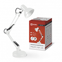 Светильник настольный под лампу на основании + струбцина СНО 15Б 60Вт E27 230В БЕЛЫЙ IN HOME