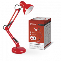 Светильник настольный под лампу на основании + струбцина СНО 15К 60Вт E27 230В КРАСНЫЙ IN HOME