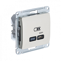 Glossa Молочный Розетка USB тип-C 65W высокоскор.заряд. QC, PD, механизм Systeme Electric (Schneider Electric)
