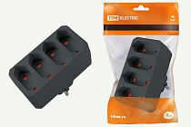 Блок на 4 гнезда 2П 2,5 А 250 B под плоскую вилку черный  TDM