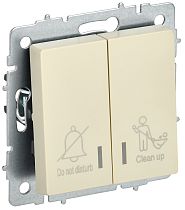 BRITE Выключатель 2-клавишный с индикацией для отелей 10А ВС10-2-9-БрКр бежевый  IEK