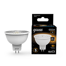 Лампа светодиодная Gauss MR16 GU5.3 7Вт 600lm 3000K Лампа светодиодная Gauss MR16 GU5.3 7Вт 600lm 3000K