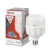 Лампа светодиодная LED-HP-PRO 40Вт 230В Е27 с адаптером E40 6500К 3800Лм IN HOME Лампа светодиодная LED-HP-PRO 40Вт 230В Е27 с адаптером E40 6500К 3800Лм IN HOME