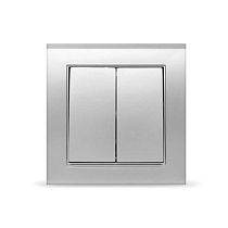 Выключатель двухклавишный Бриллиант, скрытой установки, 10А, 220В, серебро UNIVERSAL