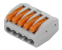 Клемма ЭРА NO-222-17 СМК, серия 415 с рычагом, 5 отверстий, 0.08-2.5мм2