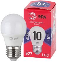 Лампа светодиодная ЭРА RED LINE LED P45-10W-865-E27 R шар холодный дневной свет