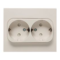 Стокгольм Розетка 2-местная с/з 16А белая с защ. штор. EKF PROxima