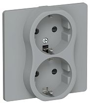 FLITE Розетка 2-местная с заземлением с защитными шторками безвинтовое крепление 16А РСш12-1-К-ФлС серый IEK