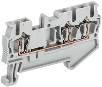 Клемма пружинная КПИ 3в-2.5 3 вывода 31А серая  IEK