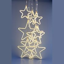 Светодиодная новогодняя гирлянда ЭРА ЕGNIG - ST занавес Неоновые звезды 8 режимов 2,4*0,8 м теплый свет IP20