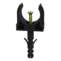 Крепеж-клипса с дюбелем и саморезом черная д16 (10шт/900шт уп/кор) Промрукав