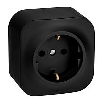 QUTEO Розетка 1-местная для открытой установки с заземлением без защитных шторок 16А чёрный матовый QUTEO Розетка 1-местная для открытой установки с заземлением без защитных шторок 16А чёрный матовый