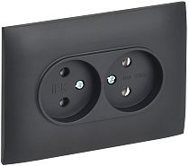 SKANDY Розетка 2-местная без заземления без защитных шторок 10А в сборе SK-R10T титан IEK