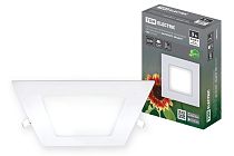 Светильник ультратонкий встраиваемый светодиодный "Даунлайт" квадрат СВО (белый) 3 Вт 6500К  TDM