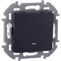 INSPIRIA Выключатель 1-клавишный с подсветкой/индикацией 10А безвинтовое крепление антрацит