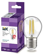 Лампа светодиодная G45 шар прозр. 7Вт 230В 4000К E27 Filament  IEK