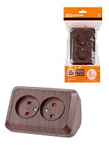 Розетка угловая двойная 2П открытой установки с з/ш IP20 250В 10А бук "Ладога"  TDM Розетка угловая двойная 2П открытой установки с з/ш IP20 250В 10А бук "Ладога"  TDM
