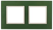 Рамка для выключателей и розеток двойная ЭРА Elegance 14-5102-27 стекло зелёный