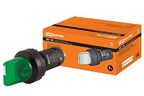 Переключатель на 2 положения с фиксацией SB7-CK2365-220V короткая ручка(LED) d22мм 1з+1р зеленый  TDM
