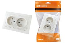 Розетка двойная 2П с защ. шт. 10А 250В белая "Таймыр"  TDM