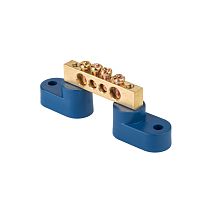 Шина "0" N (8х12мм) 4 отверстия латунь 2 синих угловых изолятора EKF PROxima Шина "0" N (8х12мм) 4 отверстия латунь 2 синих угловых изолятора EKF PROxima