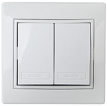 Выключатель ЭРА Intro Plano  1Э-104-01 10А 250В белый двойной без лапок