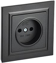 Розетка BRITE одноместная без заземления без защитных шторок 10А в сб. РСР10-1-0-БрЧ черный  IEK